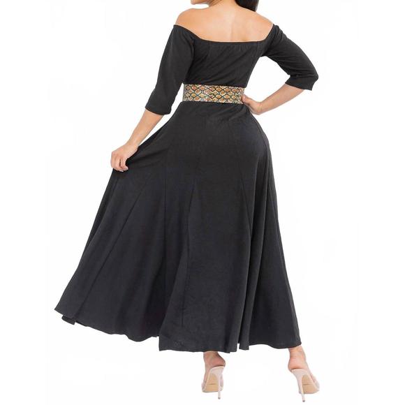 NEW KAREN T DESIGN off the shoulder maxi dress in black Maxi